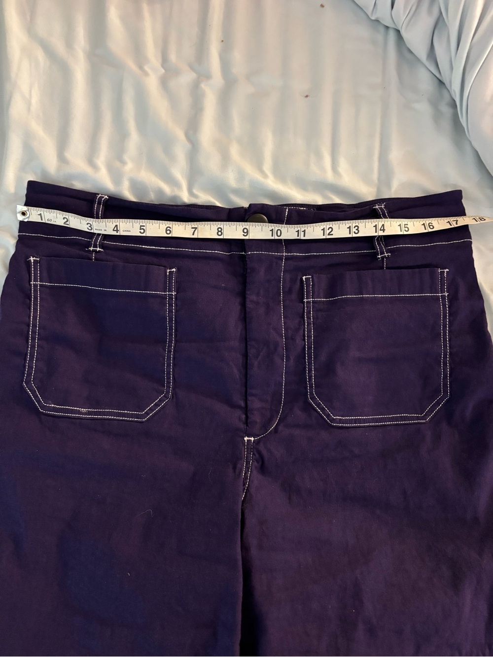 MAEVE The Colette Wide Leg High Rise Anthropologie Purple Contrast Stitch Sz 32 - Picture 7 of 9